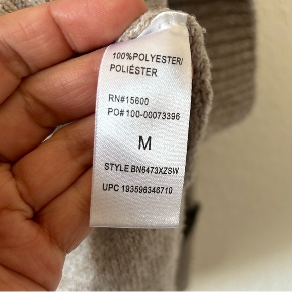 Democracy Women’s Knit Sweater Sz Medium Beige Cozy Grandpa Boho Fall Lagenlook - Picture 7 of 12